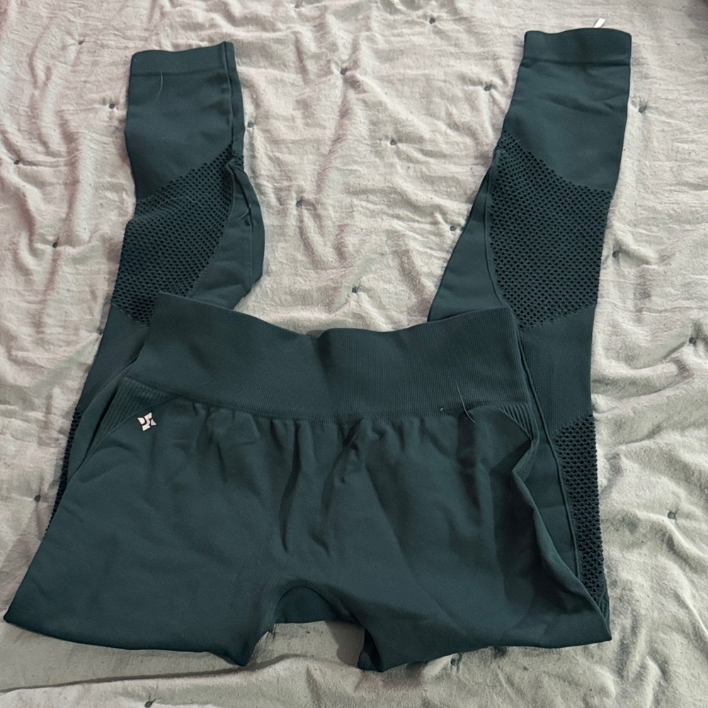 Seamless Dark Teal Workout Leggings with High Waist